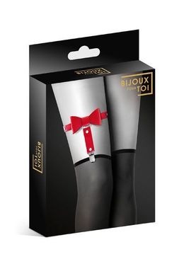 Гартер на ногу Bijoux Pour Toi - WITH BOW Red, сексуальная подвязка с бантиком, экокожа SO2221 фото