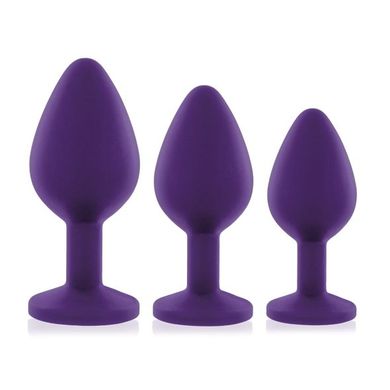 Набір силіконових анальних пробок із кристалом Rianne S: Booty Plug Set Purple, діаметр 2,7см, 3,5см SO3908 фото