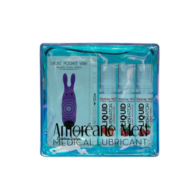 Набор из 3-х вкусов стимулирующего лубриканта Amoreane Med (3×10мл) и вибропули Adrien Lastic Purple SO6019 фото