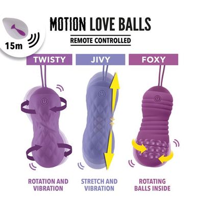 Вагінальні кульки з масажем і вібрацією FeelzToys Motion Love Balls Jivy з пультом ДК, 7 режимів SO3852 фото