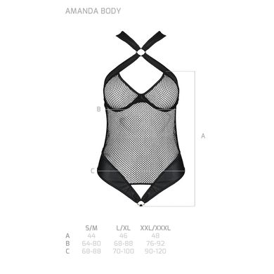 Сетчатый боди с халтером Amanda Body black L/XL - Passion SO5315 фото