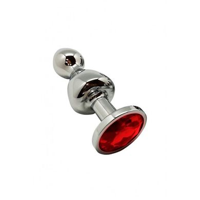 Металева анальна пробка Wooomy Lollypop Double Ball Metal Plug Red S, діаметр 2,8 см, довжина 8,5 см SO7416 фото