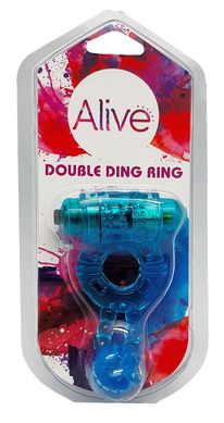 Ерекційне віброкільце Alive Double Ding Ring Blue SO8690 фото