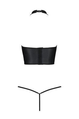 Комплект белья с открытой грудью Passion GENEVIA SET WITH OPEN BRA S/M black, корсет, стринги SO8440 фото