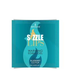 Пробник масажного гелю Sensuva — Sizzle Lips Blueberry Ice Pop (6 мл), без цукру, їстівний SO7831 фото