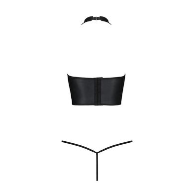 Комплект белья с открытой грудью Passion GENEVIA SET WITH OPEN BRA XXL/XXXL black, корсет, стринги SO8441 фото
