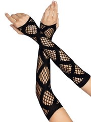 Длинные митенки Leg Avenue Faux wrap net arm warmers One size Black, крупная сетка SO8574 фото