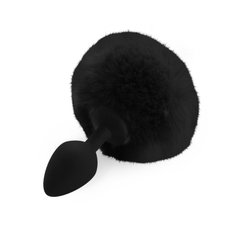 Силіконова анальна пробка М Art of Sex - Silicone Bunny Tails Butt plug Black, діаметр 3,5 см SO6694 фото