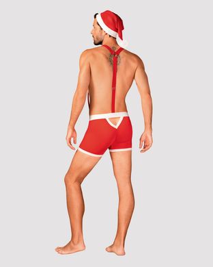 Чоловічий еротичний костюм Санта-Клауса Obsessive Mr Claus L/XL, боксери на підтяжках, шапочка з пом SO7295 фото