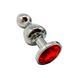 Металева анальна пробка Wooomy Lollypop Double Ball Metal Plug Red L діаметр 3,5 см, довжина 10,5 см SO7420 фото 1