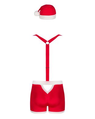 Чоловічий еротичний костюм Санта-Клауса Obsessive Mr Claus 2XL/3XL, боксери на підтяжках, шапочка з SO7296 фото