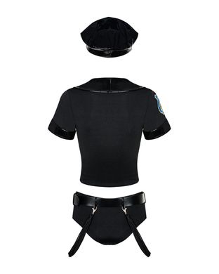 Еротичний костюм поліцейського Obsessive Police set S/M, black, топ, шорти, кепка, пояс, портупея SO7725 фото