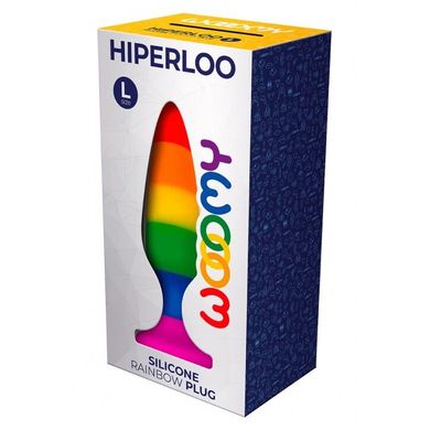 Силиконовая анальная пробка Wooomy Hiperloo Silicone Rainbow Plug L, диаметр 3,9 см, длина 13,1 см SO7434 фото