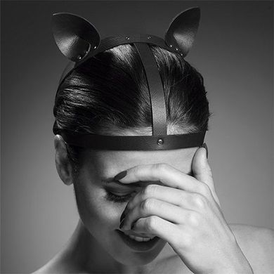 Маска кішечки Bijoux Indiscrets MAZE - Cat Ears Headpiece Black, екошкіра SO2684 фото