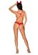 Еротичний костюм чортика зі стреп Obsessive Evilia teddy red S/M, боді, чокер, накладки на соски, об SO7706 фото 6