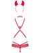 Еротичний костюм чортика зі стреп Obsessive Evilia teddy red S/M, боді, чокер, накладки на соски, об SO7706 фото 4