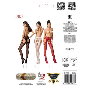 Сексуальные колготки-бодистокинги Passion S022 One Size, Red, имитация чулок и пояса с гартерами PSS022R фото