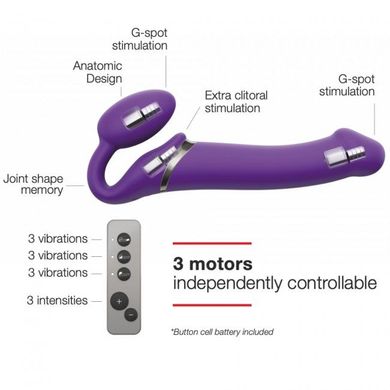 Безремінний страпон з вібрацією Strap-On-Me Vibrating Violet XL, діам. 4,5 см, пульт ДК, регульовани SO3827 фото