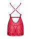 Прозрачная сорочка бэби-долл Obsessive Lacelove babydoll & thong M/L Red, кружево, стринги SO8647 фото 4