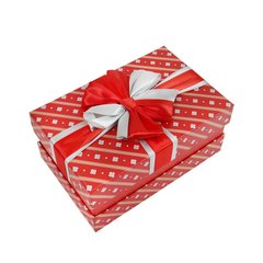 Подарочная коробка с бантом красно-белая, M - 24,5х17,5х11,2 см SO5477 фото