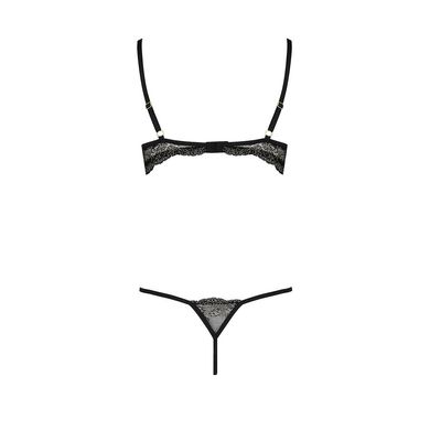 Комплект белья Passion VALERY SET L/XL Black, стрепы, кружево, открытая грудь, стринги PS25104 фото
