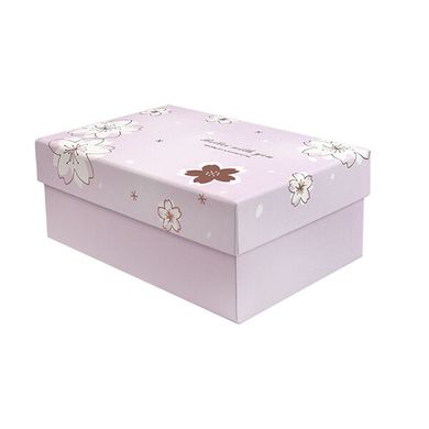Подарункова коробка з квітами рожева, M - 25.5х18.5х10 см SO5480 фото