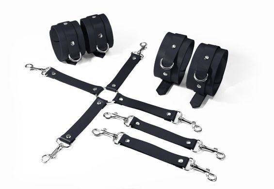 Набор для БДСМ 3 в 1 Feral Feelings BDSM Kit 3 Black, black, наручники, поножи, крестовина SO8269 фото