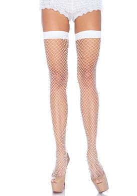 Чулки-сетка Leg Avenue Fishnet Thigh Highs White, мелкая сетка, one size SO7974 фото