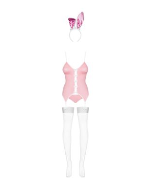 Эротический костюм зайки Obsessive Bunny suit 4 pcs costume pink S/M, розовый, топ с подвязками, тру SO7254 фото