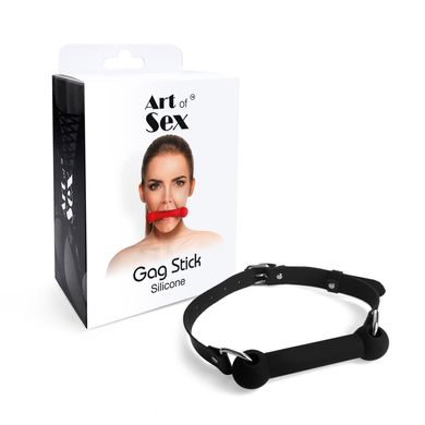 Кляп Палка, силикон и натуральная кожа, Art of Sex - Gag Stick Silicon, Черный SO6705 фото