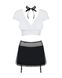 Эротический костюм секретарши Obsessive Secretary suit 5pcs black S/M, черно-белый, топ, юбка, стрин SO7306 фото 5
