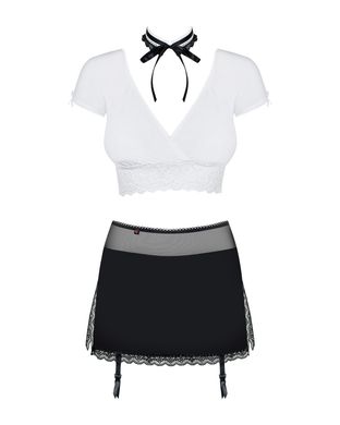 Еротичний костюм секретарки Obsessive Secretary suit 5pcs black L/XL, чорно-білий, топ, спідниця, ст SO7307 фото