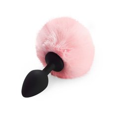 Силіконова анальна пробка М Art of Sex - Silicone Bunny Tails Butt plug Pink, діаметр 3,5 см SO6693 фото