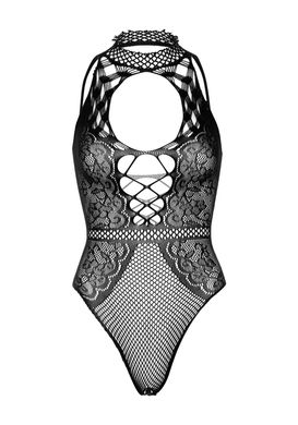 Leg Avenue Net and lace halter bodysuit OS Black SO7898 фото
