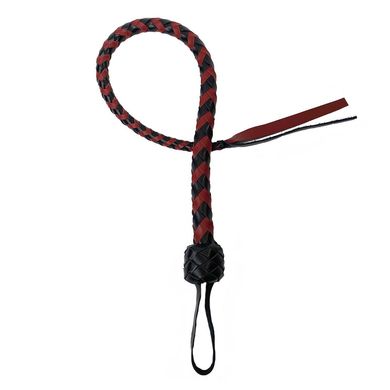 Плеть гибкая Снейк, натуральная кожа, цвет черно-красный, длина - 80 см SO5215 фото