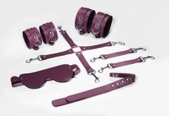 Набір Feral Feelings BDSM Kit 5 Burgundy, наручники, поножі, хрестовина, маска, падл SO8274 фото