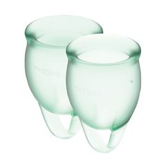 Набір менструальних чаш Satisfyer Feel Confident (light green), 15мл і 20мл, мішечок для зберігання SO3579 фото