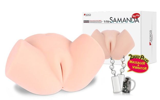 Мастурбатор полуторс Kokos Samanda Deluxe с вибрацией и массажем, два входа: вагина и попка SO2486 фото