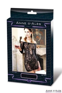 Платье-сетка с декольте Anne De Ales FETISH DINNER Black XL, спущенное плечо SO1936 фото