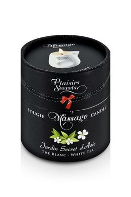 Массажная свеча Plaisirs Secrets White Tea (80 мл) подарочная упаковка, керамический сосуд SO1858 фото