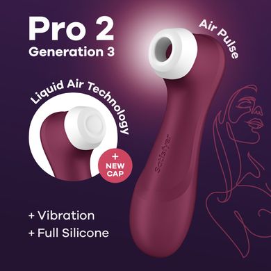 Вакуумний кліторальний стимулятор Satisfyer Pro 2 Generation 3 with Liquid Air Wine Red SO7772 фото