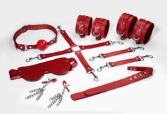 Набір Feral Feelings BDSM Kit 7 Red, наручники, поножі, конектор, маска, падл, кляп, затискачі SO8277 фото