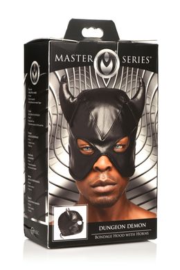 Маска Master Series Dungeon Demon Bondage Mask with Horns - Black SO8800 фото