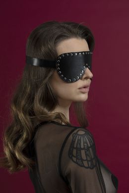 Маска на очі з заклепками Feral Feelings - Blindfold Mask, натуральна шкіра, чорна SO3415 фото