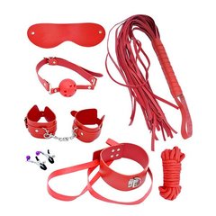 Набор MAI BDSM STARTER KIT Nº 75 Red: плеть, кляп, наручники, маска, ошейник, веревка, зажимы SO5004 фото
