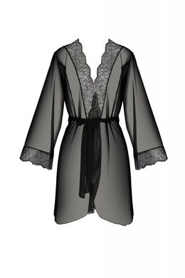 Пеньюар Passion Amberly Peignoir 4XL/5XL black, ажурные декольте и манжеты, широкие рукава SO7053 фото
