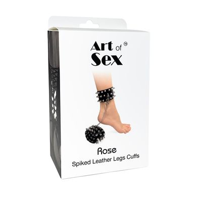 Поножи с шипами из натуральной кожи Art of Sex - Rose, цвет черный SO7367 фото