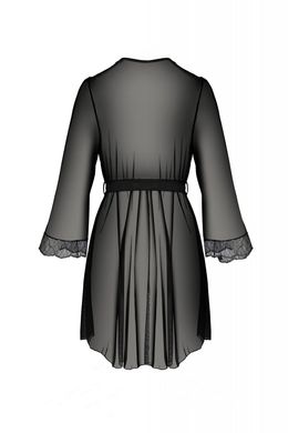 Пеньюар Passion Amberly Peignoir 6XL/7XL black, ажурные декольте и манжеты, широкие рукава SO7054 фото