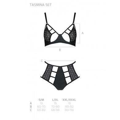 Розпродаж!!! Комплект з екошкіри Passion Tamaris Set black L/XL, бюстгальтер та трусики SO5796 фото