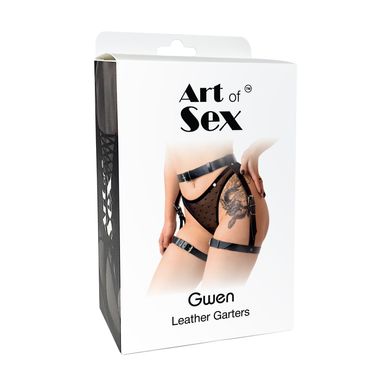 Сексуальні гартери Art of Sex - Gwen із натуральної шкіри, розмір XS-2XL, колір чорний SO7369 фото